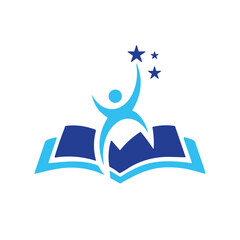Education and institution vector logo design. Human with book icon logo.