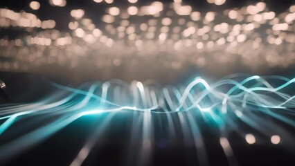 Abstract light background featuring glowing waves, blue energy, and a futuristic digital design in a seamless loop