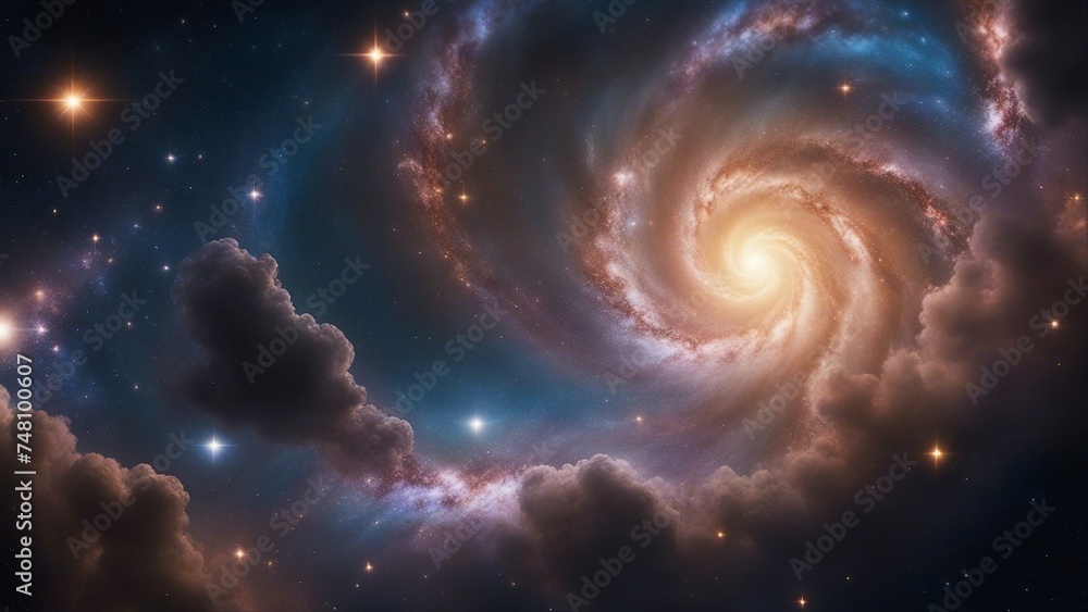 Wall mural background with space _a galaxy and space sky with stars and lights. the image shows a dynamic and d