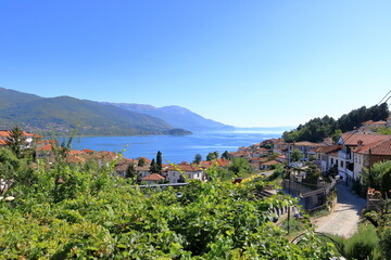 Fototapeta na wymiar View over Ohrid in North Macedonia on a sunny summer day