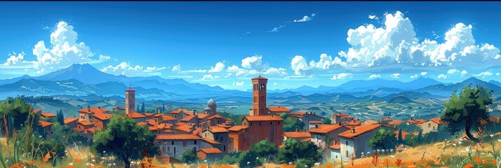 Spectacular Top View Volterra Cathedral, Background Banner HD
