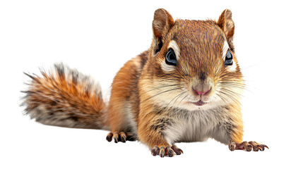 Cute and friendly chipmunk with detailed fur and bright, engaging eyes, appears to be waving hello to the viewer