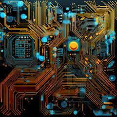Abstract digital art resembling a circuit board.