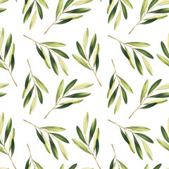 Obraz premium Floral seamless pattern with green leaves.