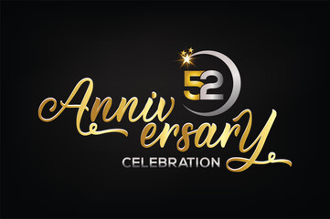 Naklejka na ściany i meble Star element gold color mixed luxury 52th anniversary invitation celebration