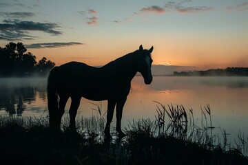 horse in the sunset