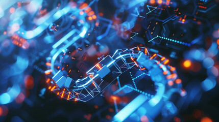 Extreme closeup of a blockchain encryption key being used to protect sensitive medical research data from unauthorized access.