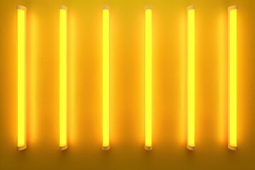 Vivid yellow fluorescent tubes add texture to yellow wall background - Powered by Adobe