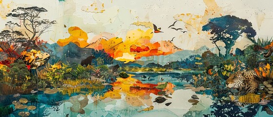 Pantanal Wildlife Art Collage

