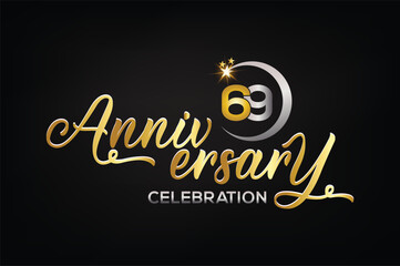 Star element gold color mixed luxury 69th anniversary invitation celebration