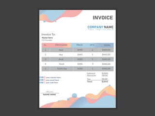 Minimalist professional vector a4 invoice design template.