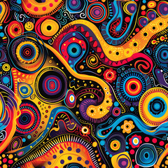 Bright Colors Aboriginal Inspired Seamless Tile