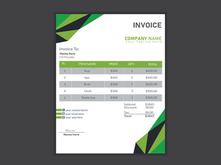 Minimalist professional vector a4 invoice design template.