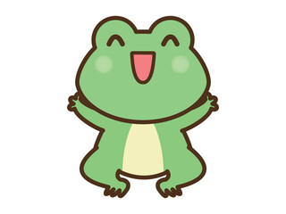 飛び上がるカエルのイラスト(線あり)