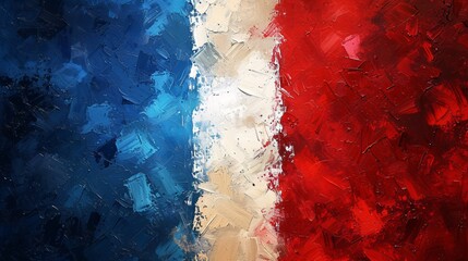 Handcrafted French flag with paint.