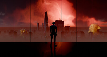 world on the brink / crises, wars, catastrophes - 3D Illustration