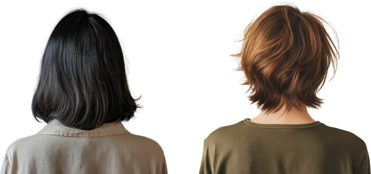 View of two girls from back, short hair girl photo from back side