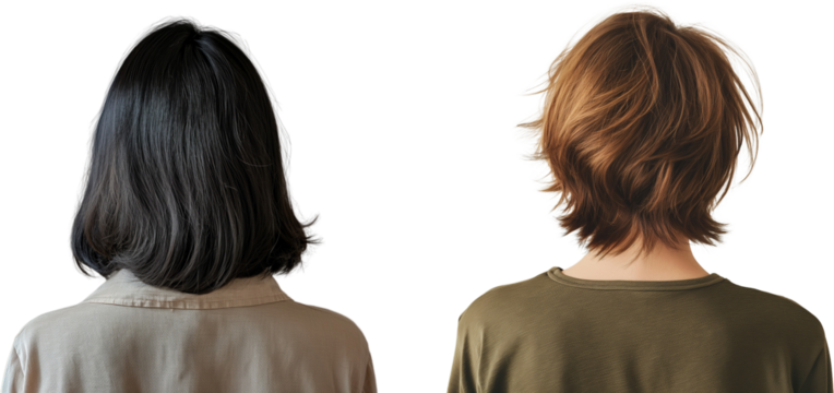 View of two girls from back, short hair girl photo from back side