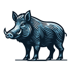 Fototapeta premium Wild hog boar pig full body design vector illustration, beast animal wildlife template isolated on white background