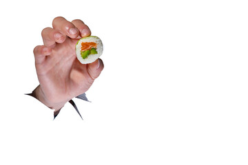 sushi on white background
