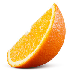 Orange slice isolated. Cut orange on white background. Orang fruit piece with clipping path. Full depth of field. - 748109073