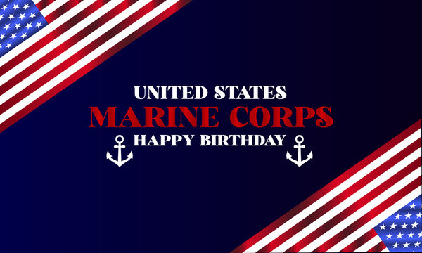 Usa Marine Corps Happy Birthday Text With Usa Flag illustration Design