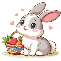 Cute rabbit vector on white background.