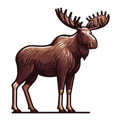 Obraz premium Moose buck elk full body vector illustration, zoology illustration, wild animal moose design template isolated on white background