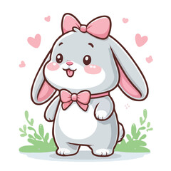 Obraz premium Cute rabbit vector on white background.