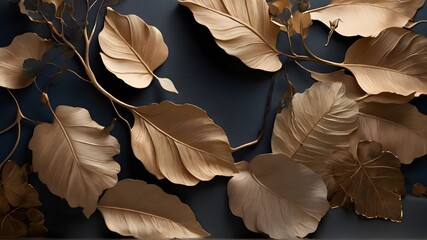  a textural background adorned with suspended leaves