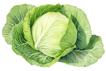 Fototapeta premium Cabbage isolated on white, watercolor