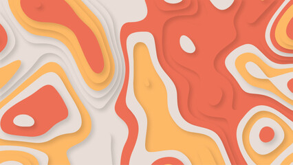 Paper cut topography background. Colorful area relief map with hills and mountain. Origami 3d multi layers. Modern trendy paper design for banner. Vector illustration