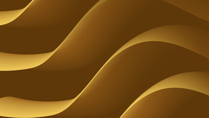 Dark golden brown abstract background with glowing wave.  Moving lines design element. Gradient flowing wave lines.  Warm and elegant style. For poster, presentation, banner, cover and etc.