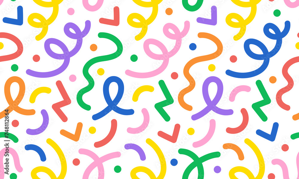 Aufkleber fun colorful line doodle seamless pattern. creative minimalist style art background texture for chil