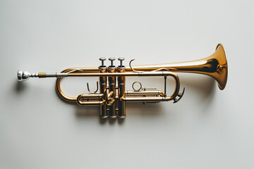Trumpet or cornet, music, musical instrument and wind instrument. Musical, melody and sound, musician, jazz and symphony - obrazy, fototapety, plakaty