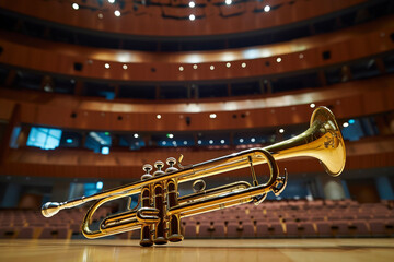 Trumpet or cornet, music, musical instrument and wind instrument. Musical, melody and sound,...