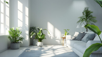 Lush Green Plants Fill Living Room