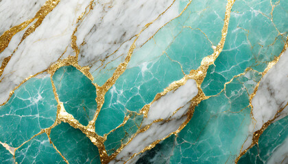 Vintage turquoise marble granite with gilding. Texture stone. Abstract luxury surface.