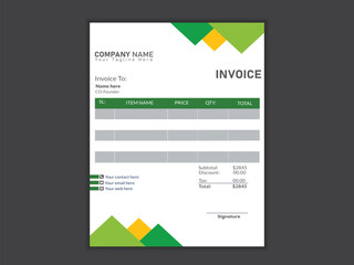 Minimalist professional vector a4 invoice design template.
