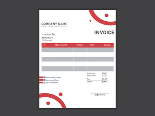 Minimalist professional vector a4 invoice design template.