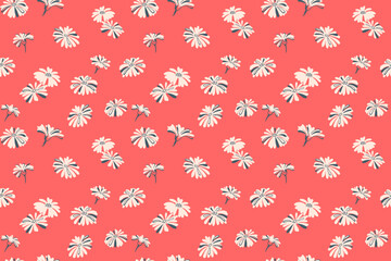 Summer simple abstract ditsy cute flowers pattern. Vector hand drawn sketch. Shape creative tiny buds floral printing. Collage template for designs, fabric, textile