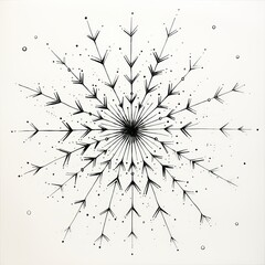 Simple monochrome drawing of a snowflake on blank canvas