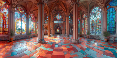 panoramic of gothic cathedral