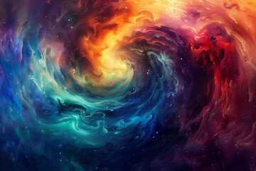 A nebula of swirling colors, like a cosmic whirlpool. - obrazy, fototapety, plakaty