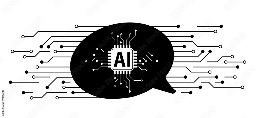Aufkleber ai text or image generator. artificial intelligence ai pictogram. technology related to artificial i