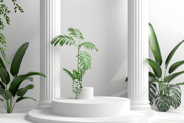 Background podium column 3d roman luxury greek white