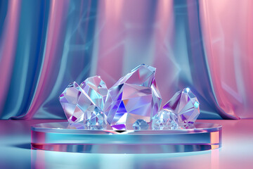 Crystal podium diamond 3d background display glass