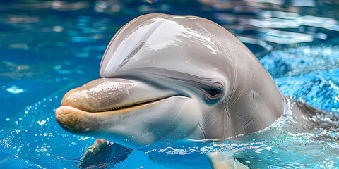 In the warm waters of the ocean, the playful Dolphinich arranges a real performance, jumping up f