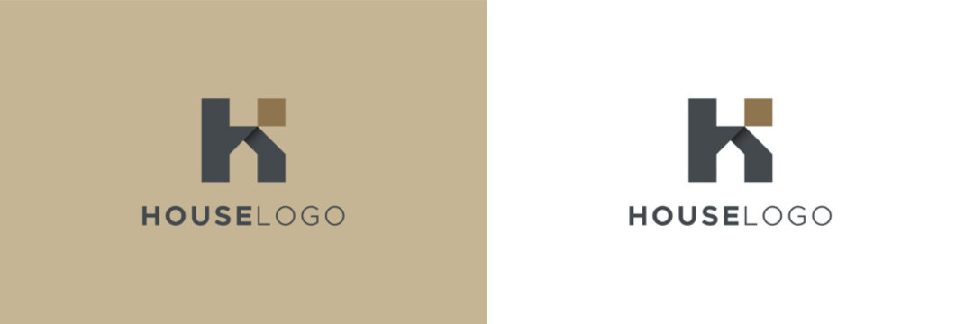 House Logo with Initial Letter H and K Linked Style isolated on Dual Background. Usable for Real Estate, Construction, Architecture and Building Logos. Flat Vector Logo Design Template Element.