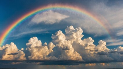 rainbow over the sea | blue sky with clouds